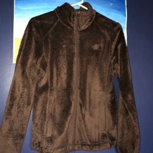 North face fuzzy jacket brown